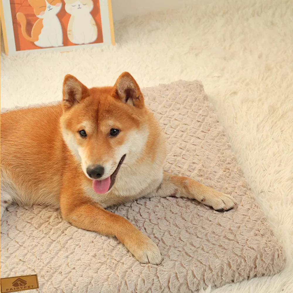 3D Foam Pet Bed With Removable Washable Faux Fur Cover Orthopedic Waterproof Dog Bed For Crate Anti-Slip Bottom Dog Bed