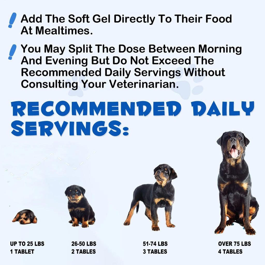 OMEGA-3 Health Supplement Suit for Dogs Cats Help Alleviate Seasonal Allergies Promotes Skin & Coat Health Boots Immune Function