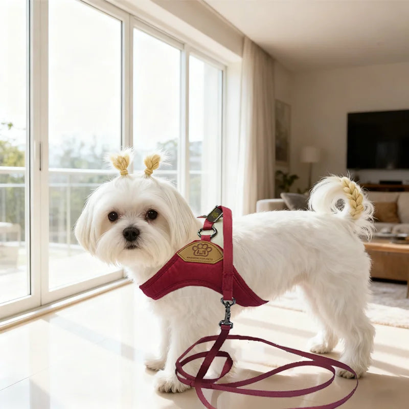 Pet dog walking harness and leash, suitable for puppies, small to medium dogs, ideal choice for training, travel, and daily wear