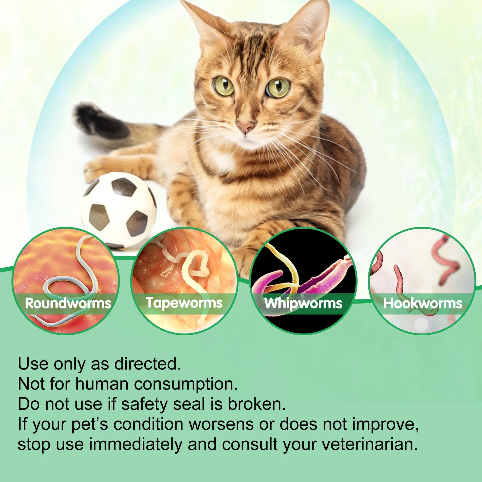 Cats Natural Broad Spectrum Treatment in Liquid Form for Tapeworm Whipworm Roundworm Hookworm Prevention Medication Supplements
