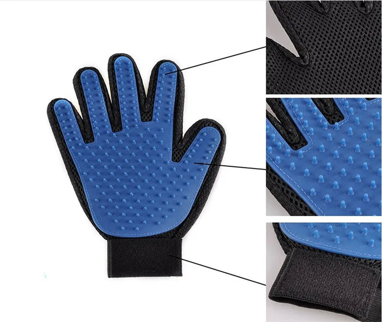 Cat and Dog Grooming Gloves, Gentle Silicone Deshedding Brush, Cleaning Accessories