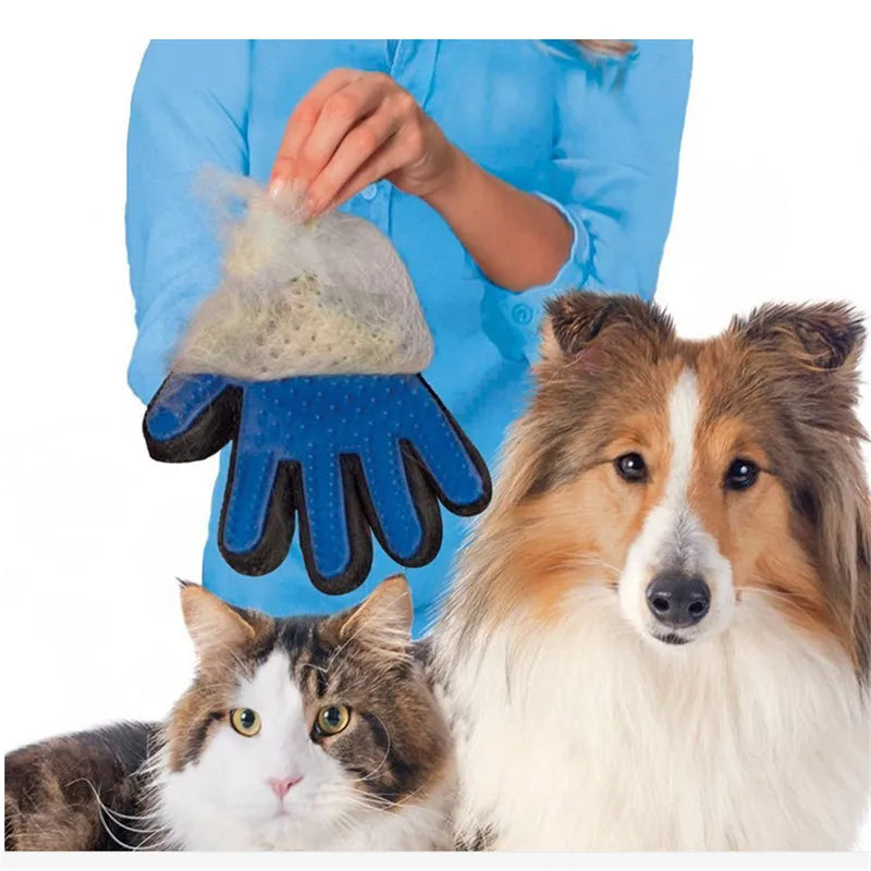 Cat and Dog Grooming Gloves, Gentle Silicone Deshedding Brush, Cleaning Accessories