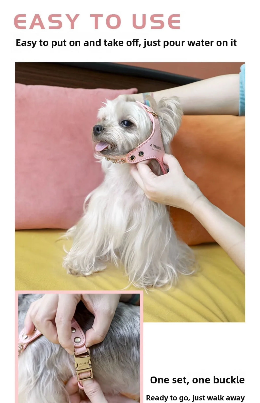 Arkika Dog Leash Small Dogs Chest Back Type Yorkie Teddy Pet out Walking Rope Non-Extensible Durable Pet Supplies