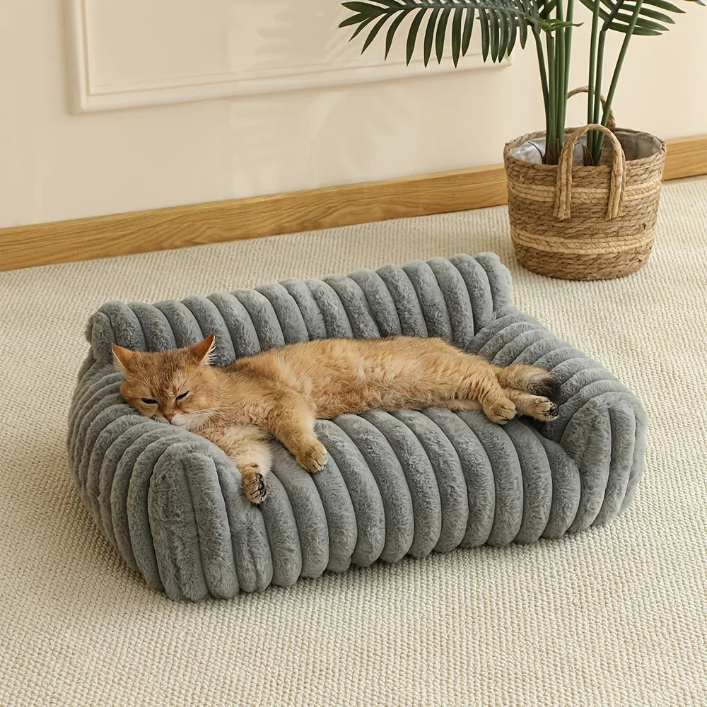 Warm Comfort Cute Cat Sofa Deep Sleep Cat Mat Bed Soft Cushion Pet bed Basket Kitten House for Medium Cats & Small Dogs