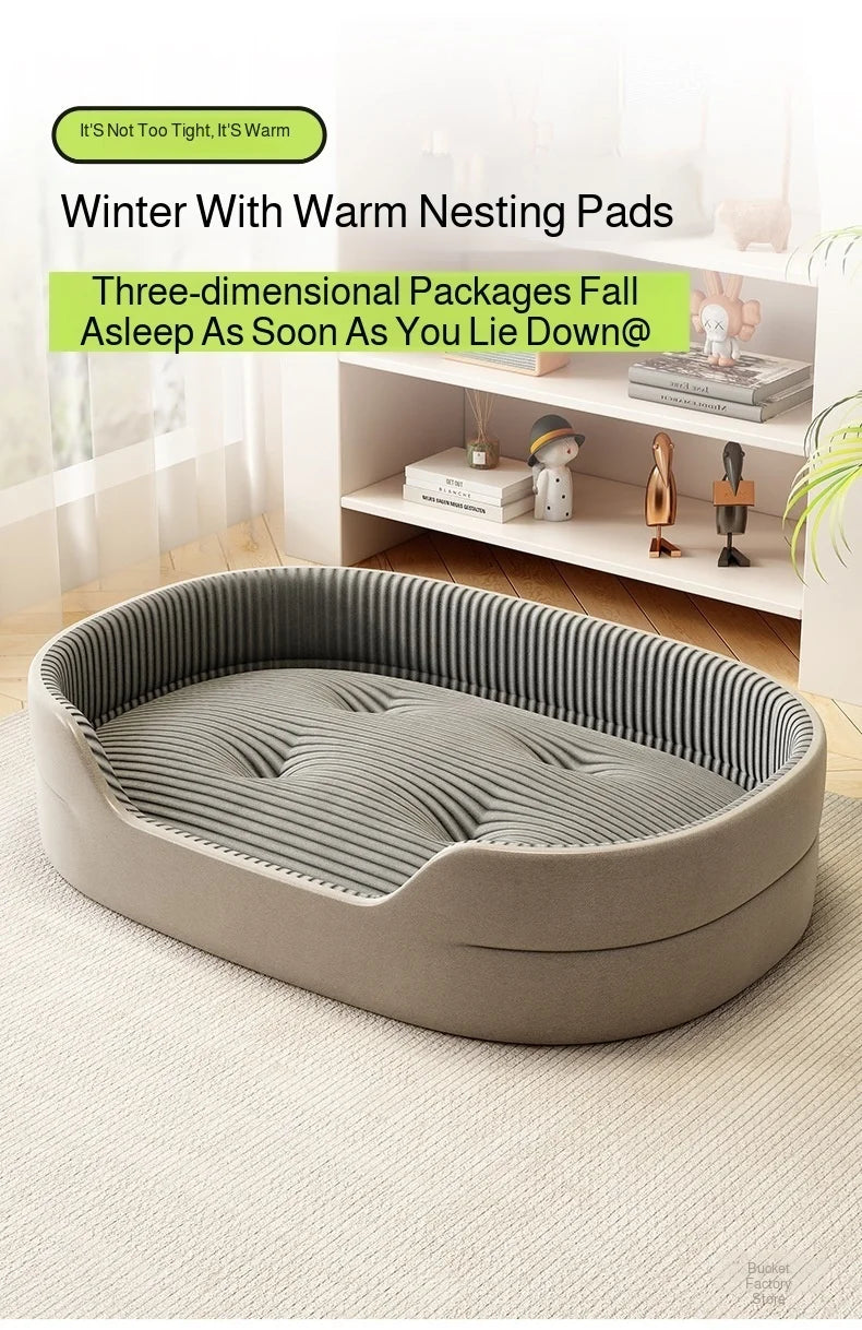 All-Season Dog Bed Cooling Mat for Large Small Dogs, Orthopedic Pet Sofa Bed with Ice Silk Pad, Waterproof Chew Proof Kennel