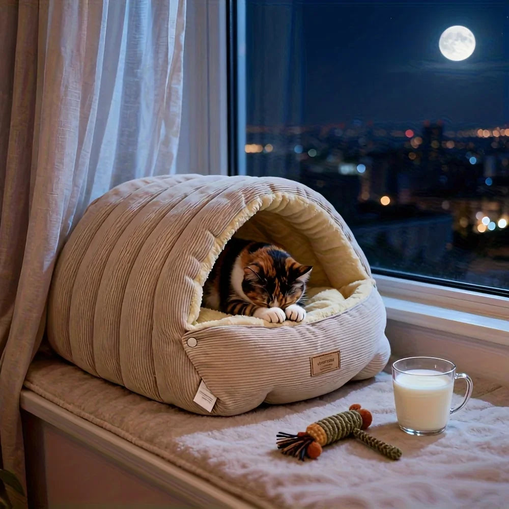 Winter Warm Cat Bed, Thickened Soft Pet Sleeping Nest, Warm Cat Cave for Kittens & Dogs, Cozy House for Pets