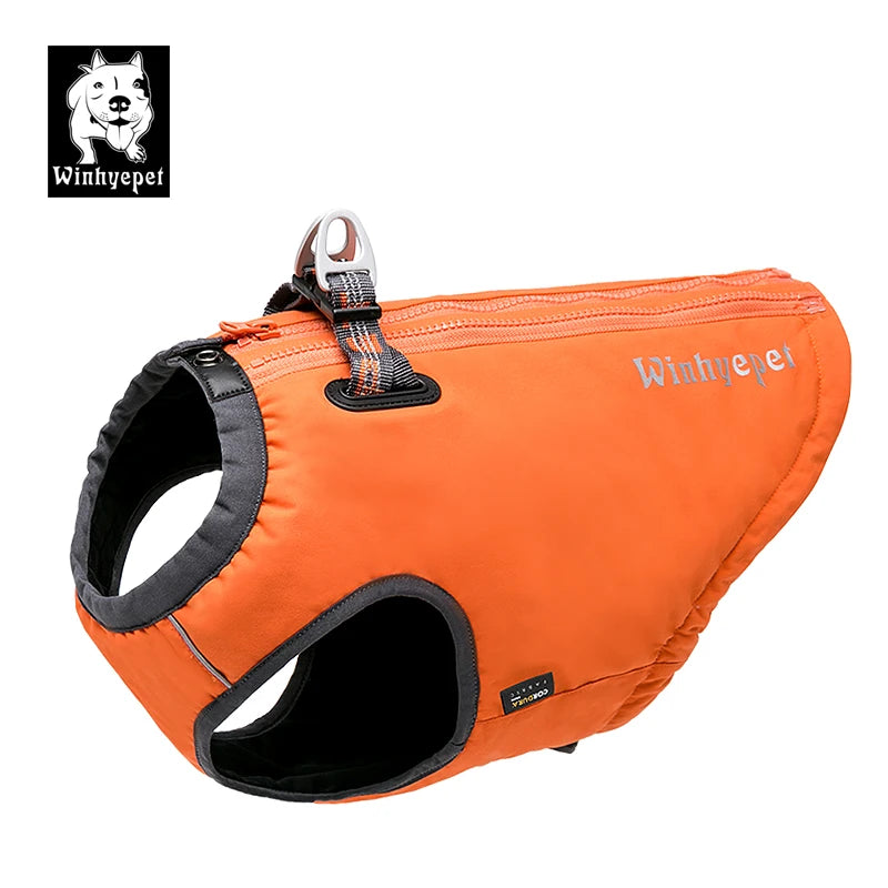 Winhyepet Waterproof Dog Cloth Puppy Warmth Winter Jacket Dogs Harness Double Zipper Reflective Windbreak Luxury Dog Clothes