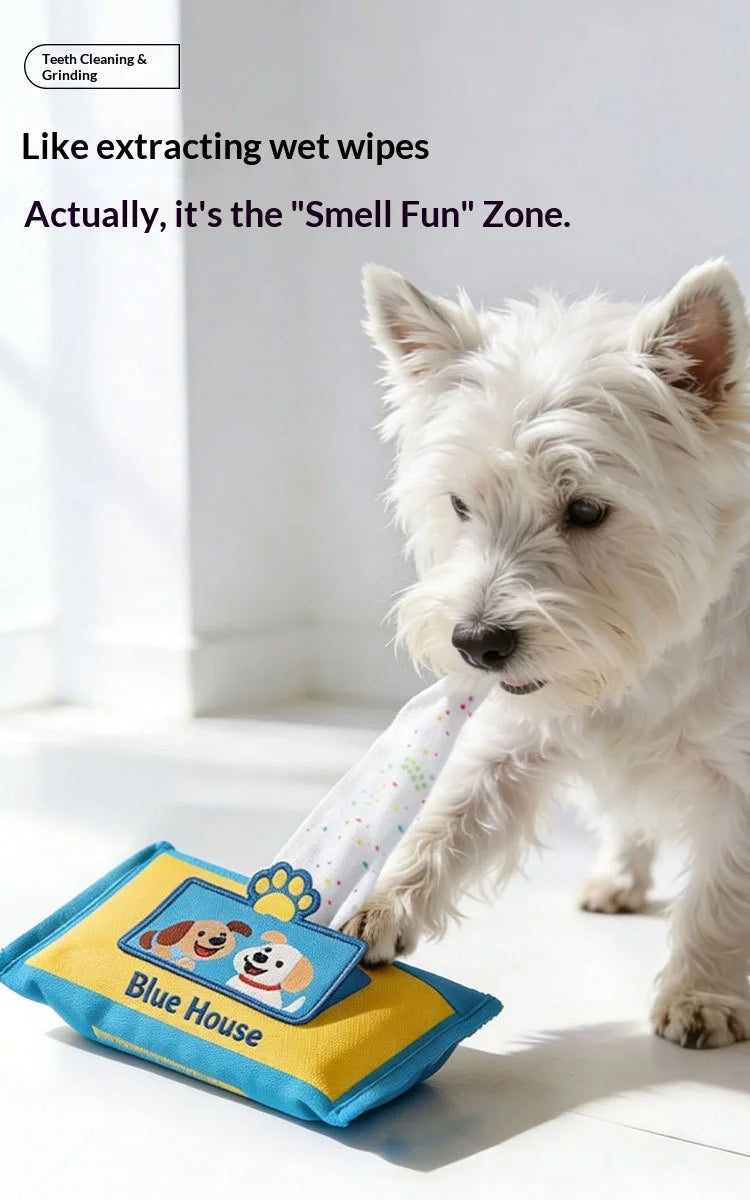 Dog Sniffing Chew Toys Simulation Paper Towel Drawing Box Hiding Puzzle Bite Resistant Consume Energy Indoor Play For Medium Dog