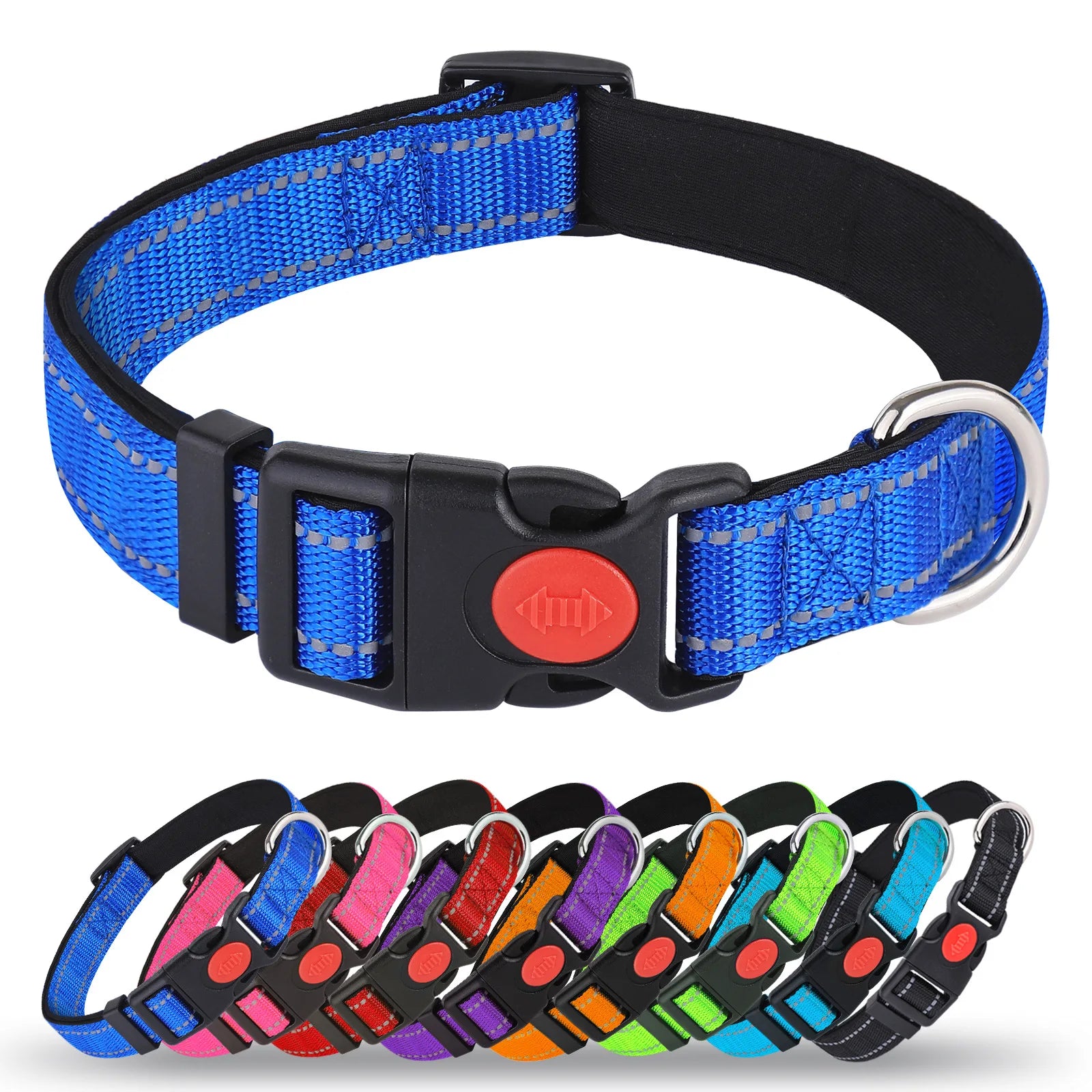 Adjustable Reflective Dog Collar Anti-Escape Safety Pet Neck Strap for Small Medium Dogs Soft Durable Night Walking Pet