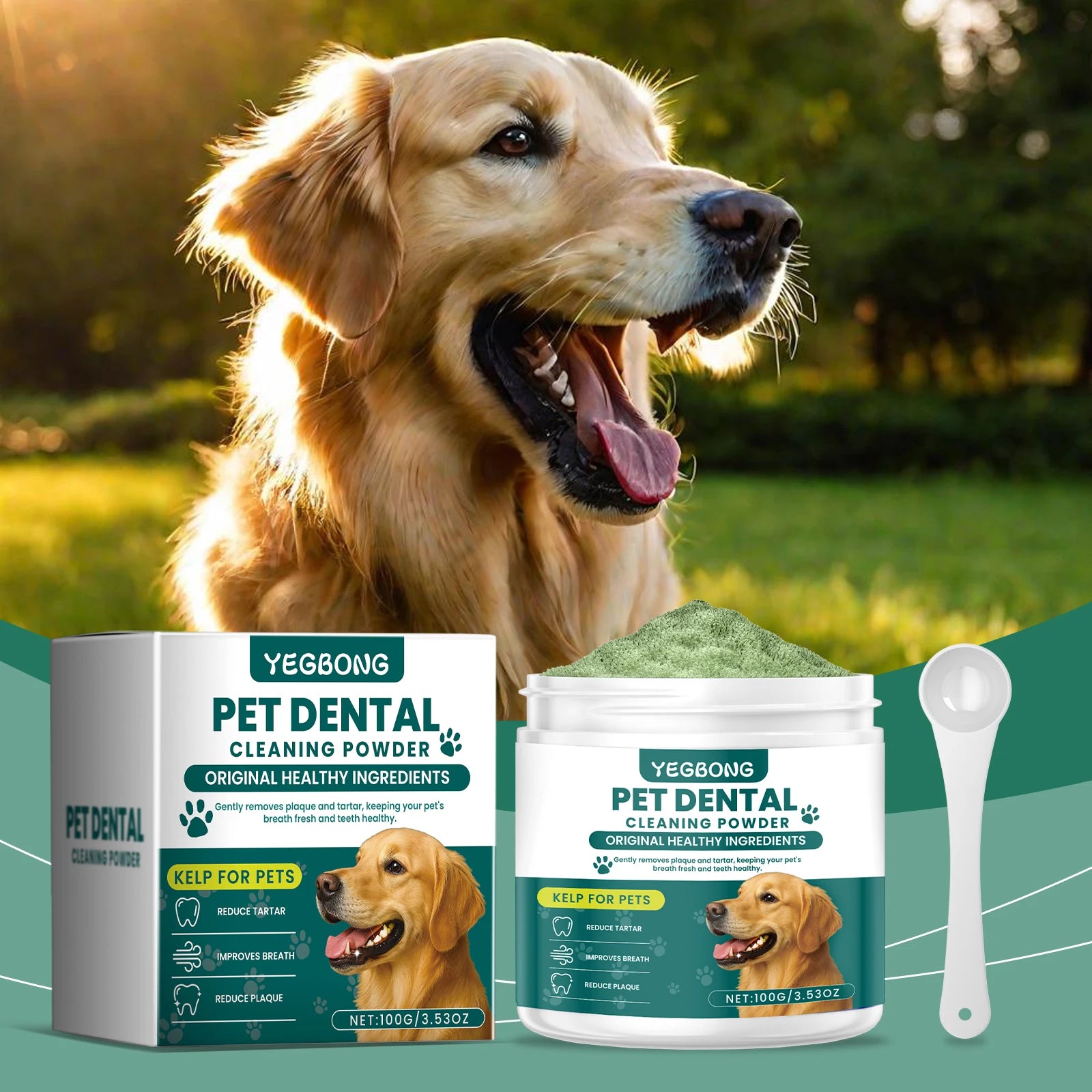 Dog Teeth Cleaning Powder Gentle Remove Tartar Plaque Calculus Freshen Breath Strengthen Protect Gum Health Pet Oral Care Powder