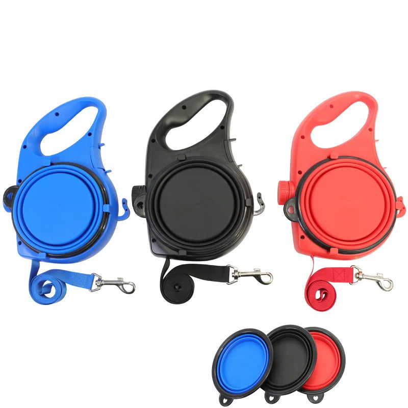 Three In One Dog Leash With Water Bottle And Cup Durable Pet Walking Lead For Dogs Portable Reflective Traction