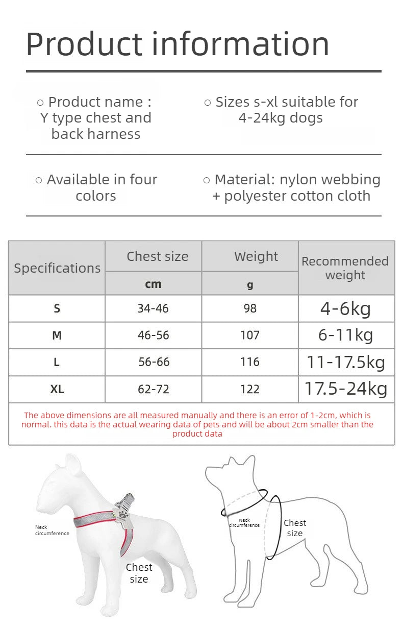 Dog Y shaped harness no pull reflective adjustable breathable and comfortable for small medium dogs walking training outdoor
