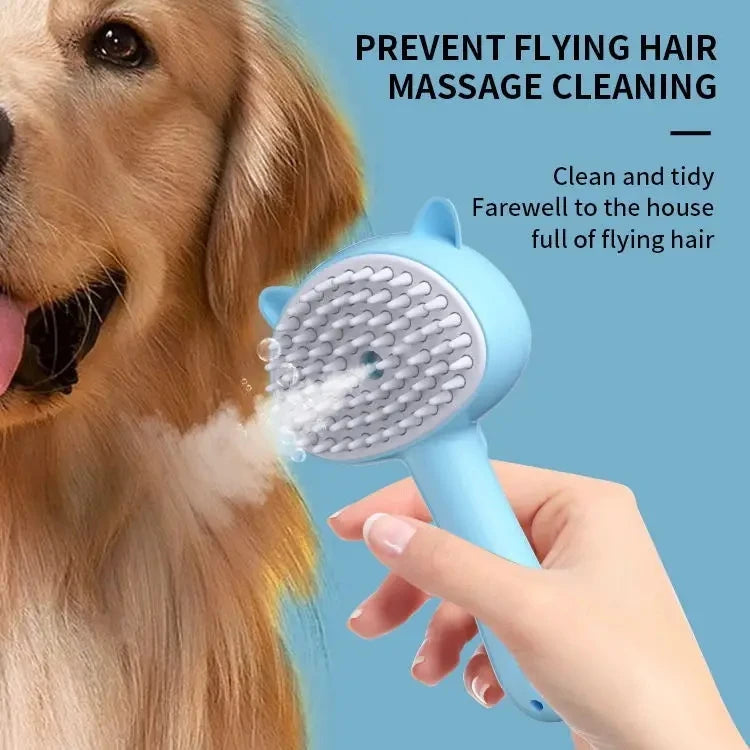 2-in-1 Cat grooming comb Pet Grooming Brush - Electric Massage & Waterless Spray Comb for Cats/Dogs One-Button Deshedding