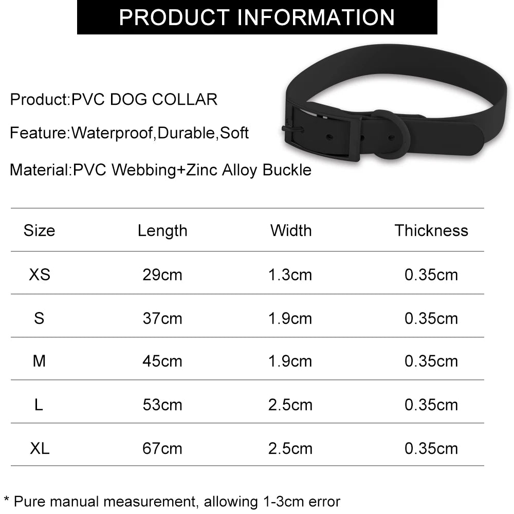 Universal Waterproof Dog Collars With Zinc Alloy Buckle PVC Rubber for Medium Small Dog Collar for Cats