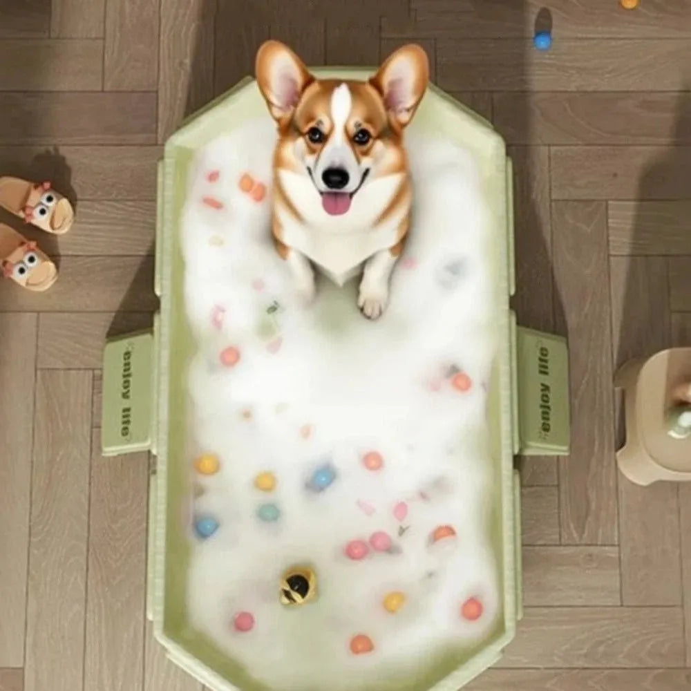Large Capacity Portable Folding Bathtub Multifunctional Space Saving Dog Bathing Tub PVC with Drainage Holes Pet Wading Pool