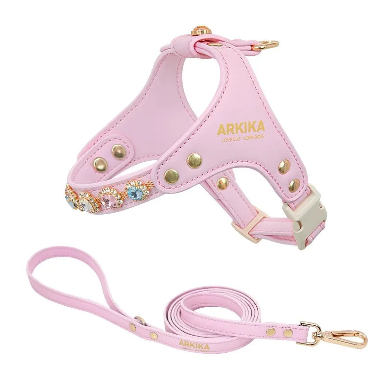 Arkika Dog Leash Small Dogs Chest Back Type Yorkie Teddy Pet out Walking Rope Non-Extensible Durable Pet Supplies