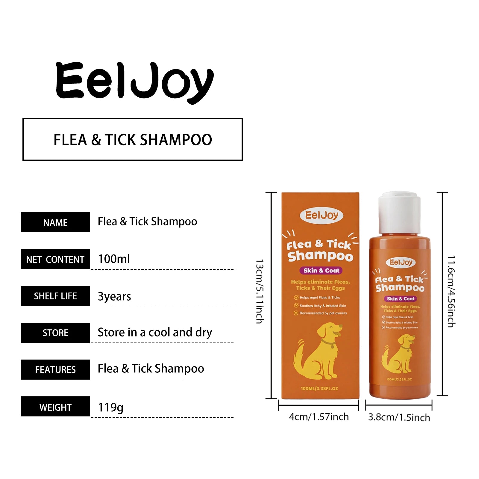 Flea Tick Shampoo for Dogs Cats Moisturizing Eliminate Fleas Ticks Relieve Itching Sooth Skin Long Lasting Pet Grooming Shampoo