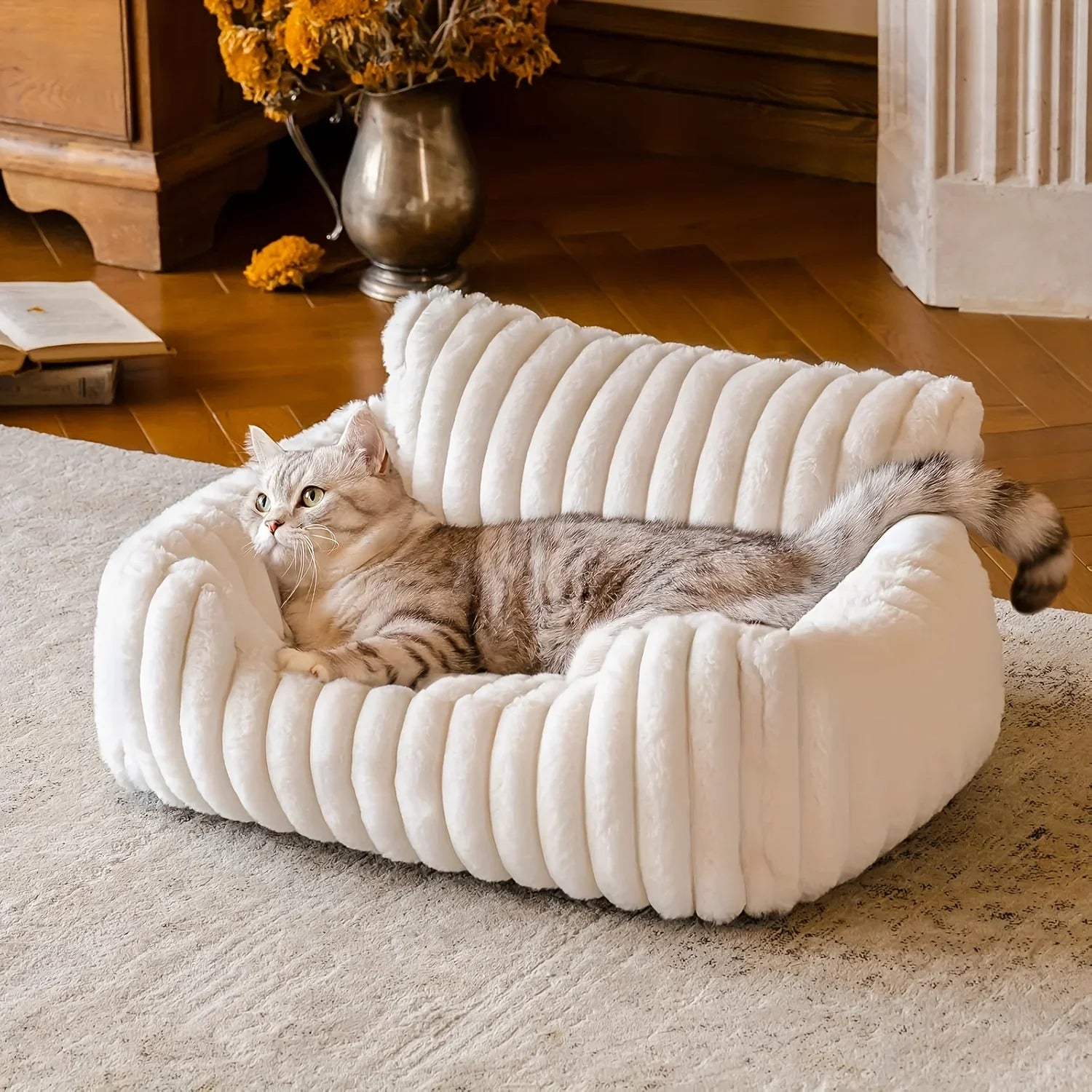 Warm Comfort Cute Cat Sofa Deep Sleep Cat Mat Bed Soft Cushion Pet bed Basket Kitten House for Medium Cats & Small Dogs