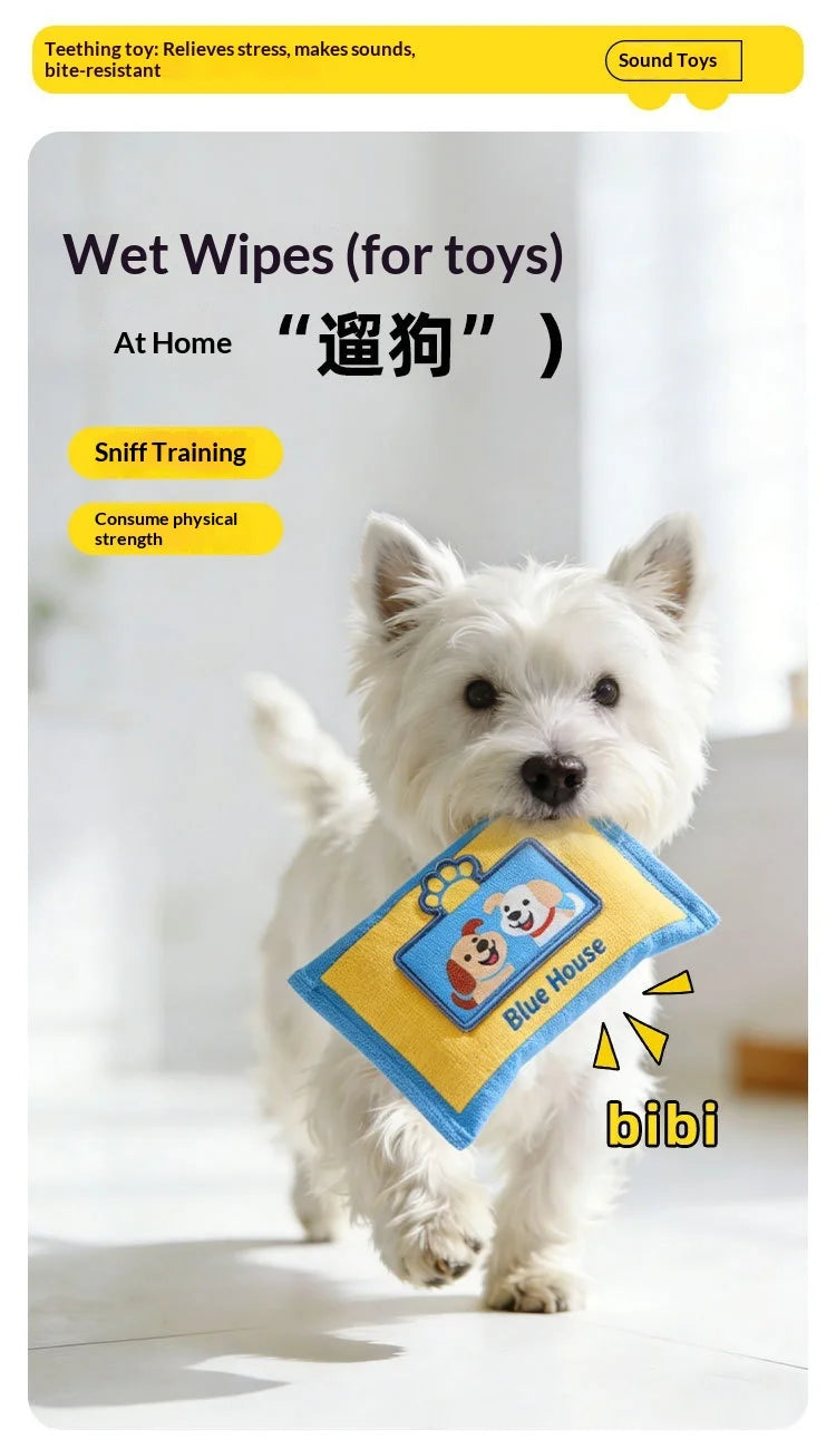 Dog Sniffing Chew Toys Simulation Paper Towel Drawing Box Hiding Puzzle Bite Resistant Consume Energy Indoor Play For Medium Dog