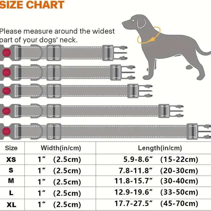 Adjustable Reflective Dog Collar Anti-Escape Safety Pet Neck Strap for Small Medium Dogs Soft Durable Night Walking Pet
