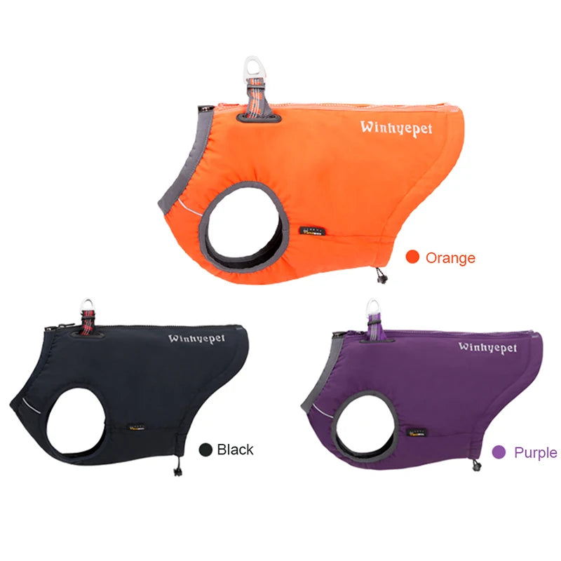 Winhyepet Waterproof Dog Cloth Puppy Warmth Winter Jacket Dogs Harness Double Zipper Reflective Windbreak Luxury Dog Clothes
