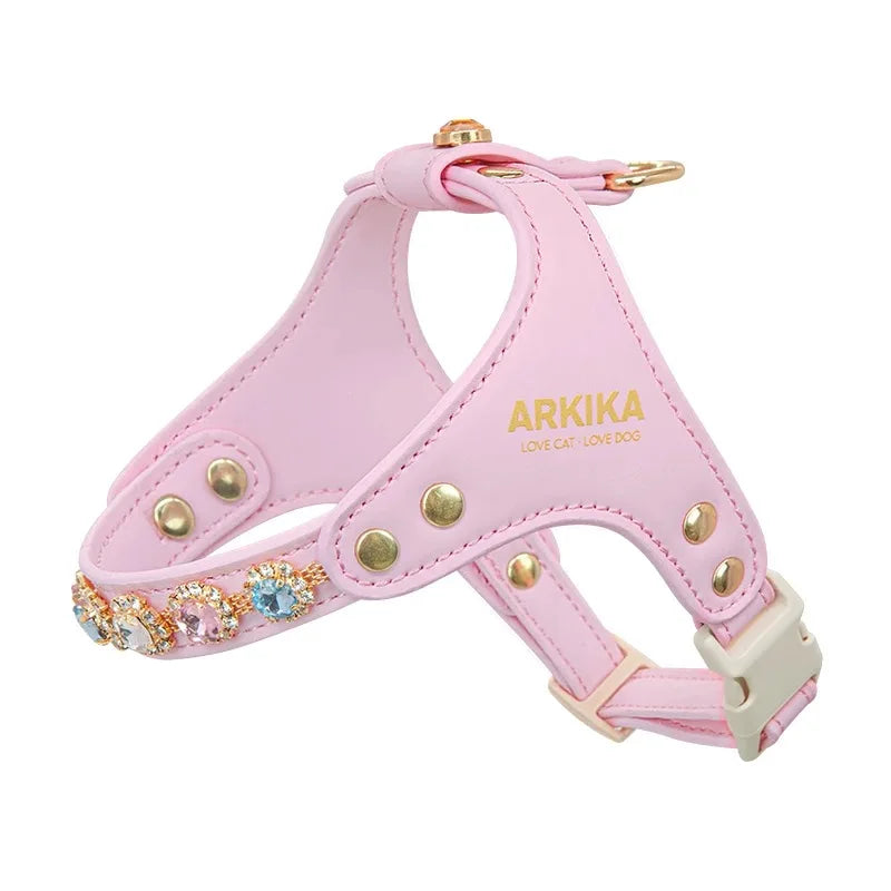 Arkika Dog Leash Small Dogs Chest Back Type Yorkie Teddy Pet out Walking Rope Non-Extensible Durable Pet Supplies