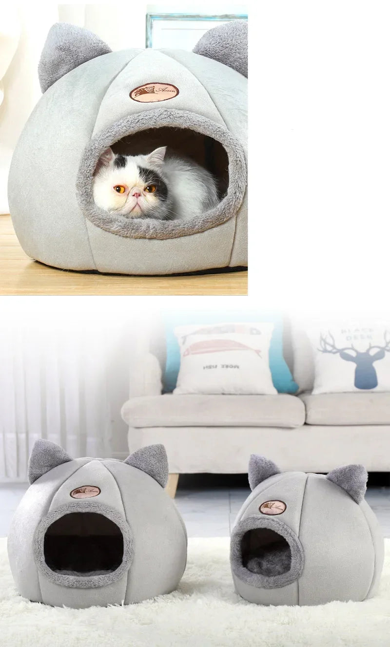 Deep Sleep Comfort in Winter Cat Bed Iittle Mat Basket Small Dog House Products Pets Tent Cozy Cave Nest Indoor Cama Gato
