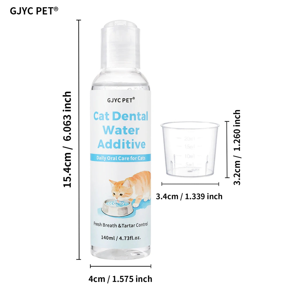 Cat Dental Water Additive No Brushing Needed Freshens Breath Plaque Tartar Control Odorless Tasteless for All Cats Kittens