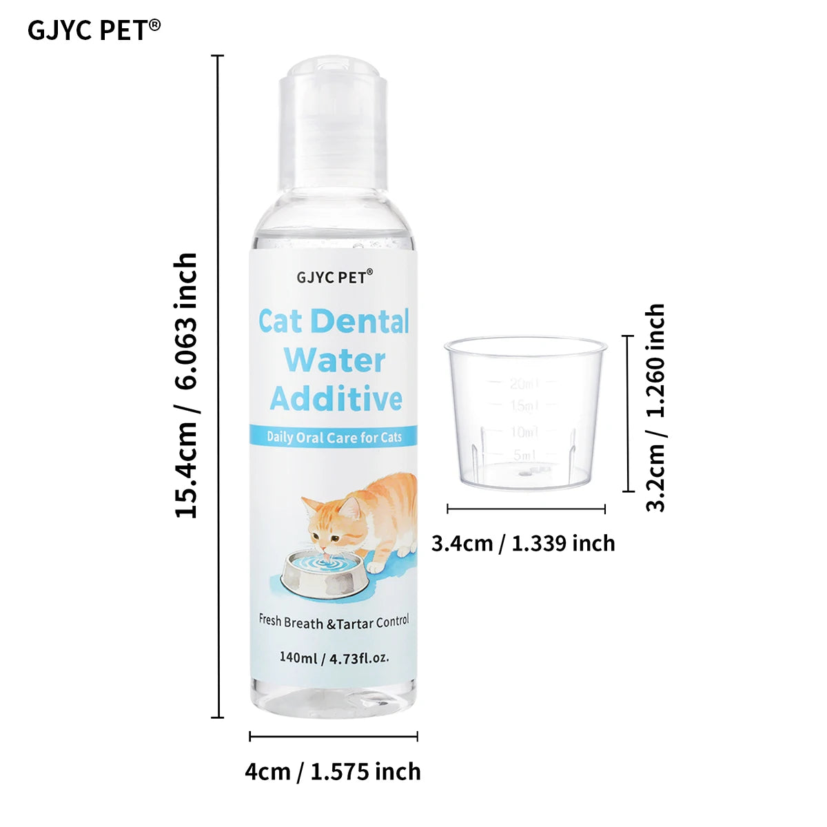 Cat Dental Water Additive No Brushing Needed Freshens Breath Plaque Tartar Control Odorless Tasteless for All Cats Kittens