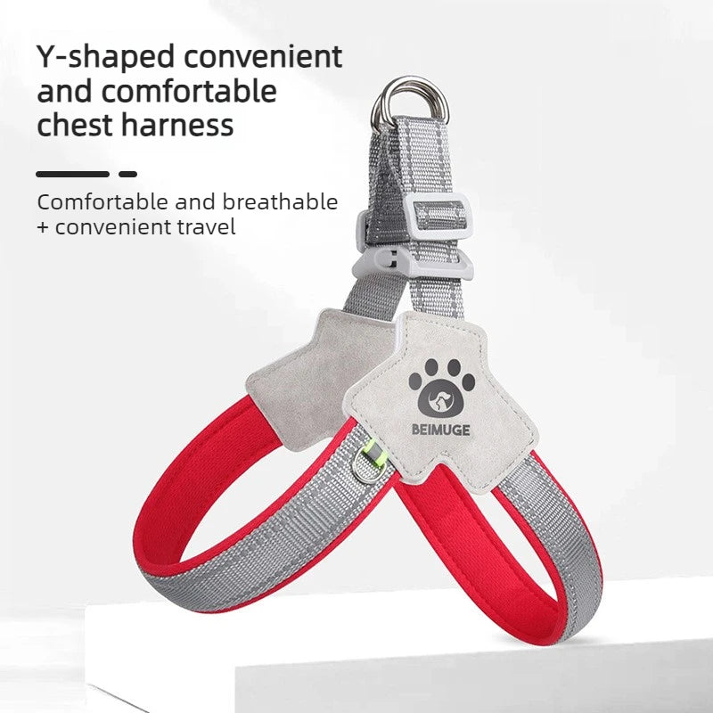 Dog Y shaped harness no pull reflective adjustable breathable and comfortable for small medium dogs walking training outdoor