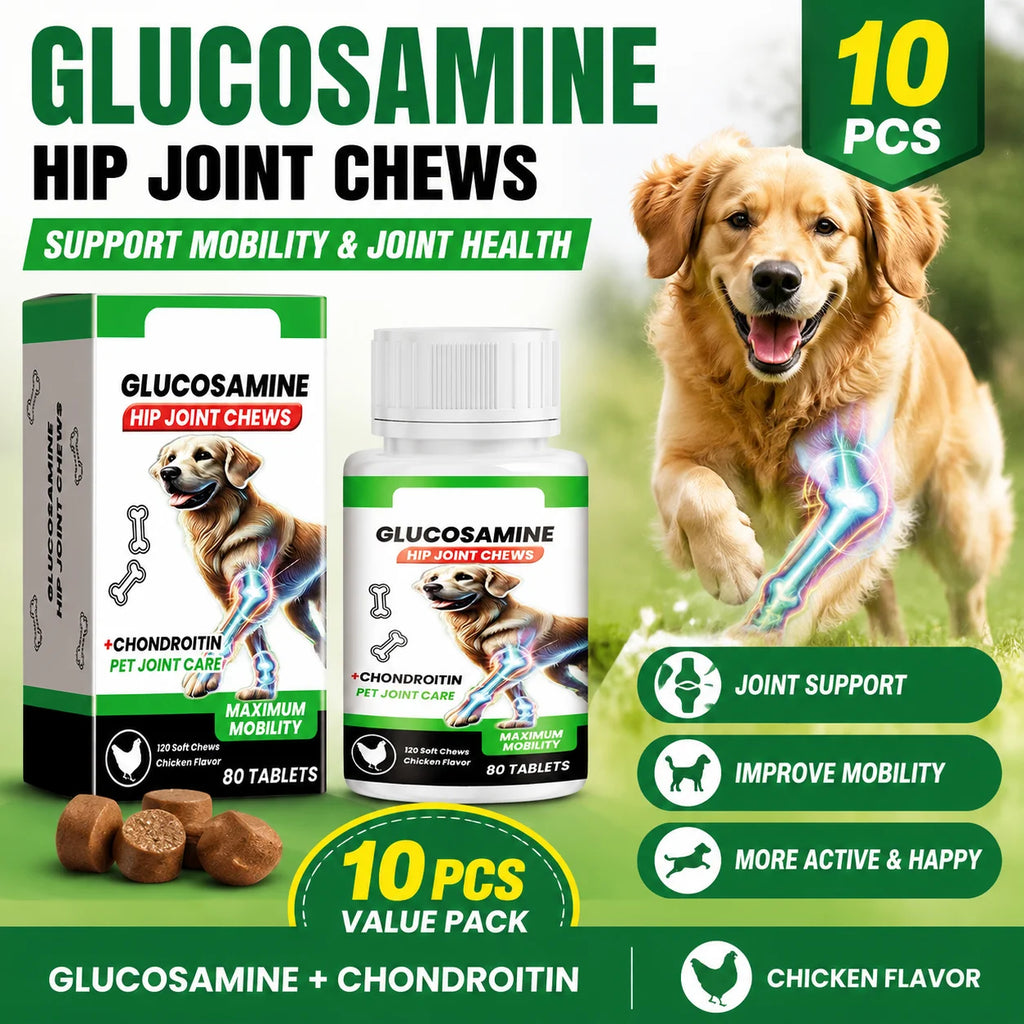 Dog Joint Care Tablets Pet Hip and Joint Supplement Glucosamine Chondroitin Soft Chews Mobility Support Dog Health Nutrition