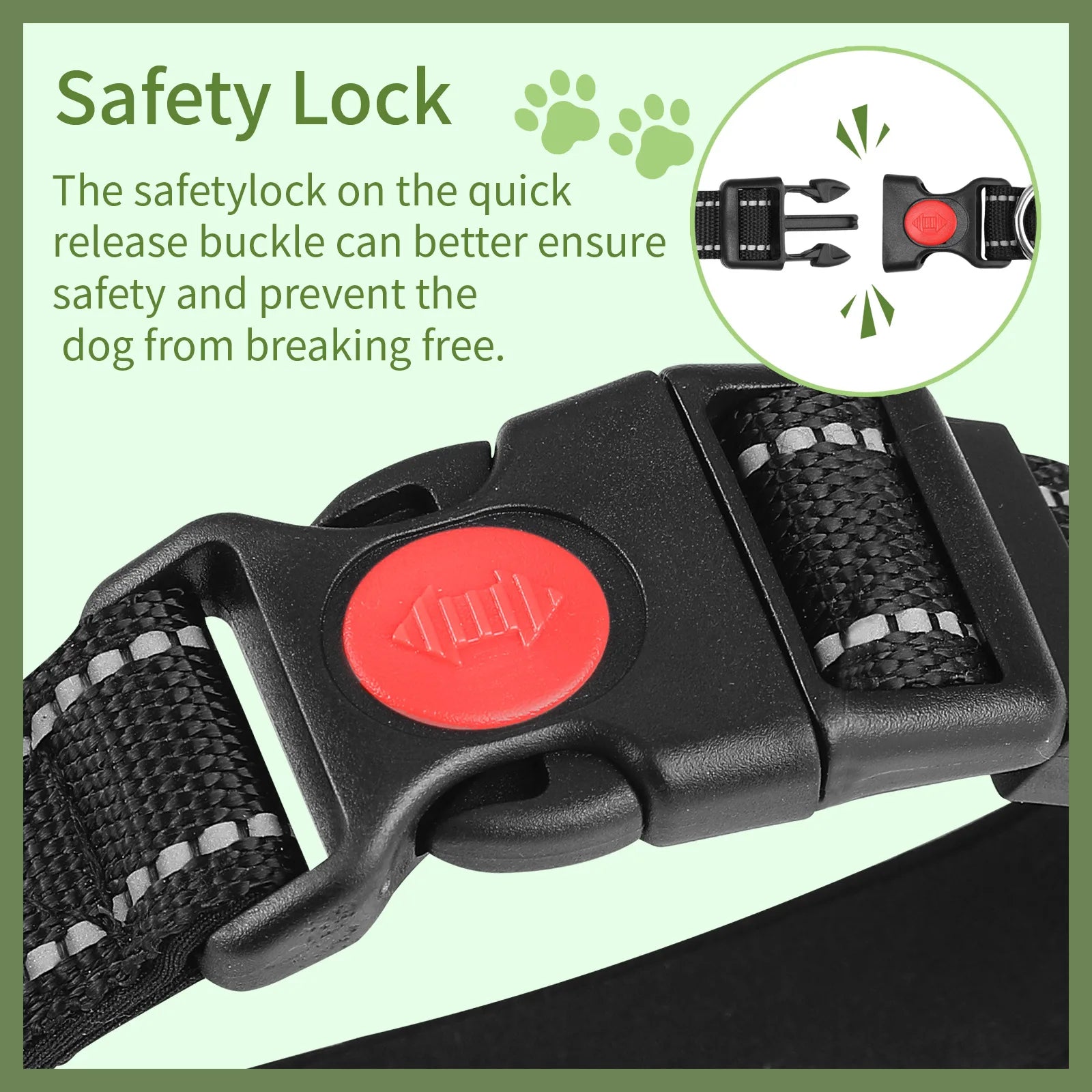 Adjustable Reflective Dog Collar Anti-Escape Safety Pet Neck Strap for Small Medium Dogs Soft Durable Night Walking Pet
