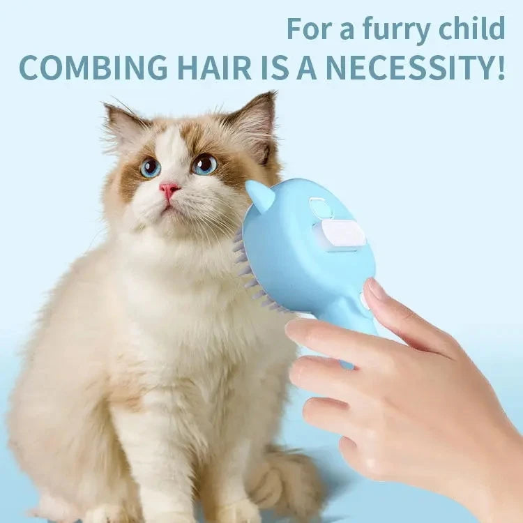 2-in-1 Cat grooming comb Pet Grooming Brush - Electric Massage & Waterless Spray Comb for Cats/Dogs One-Button Deshedding