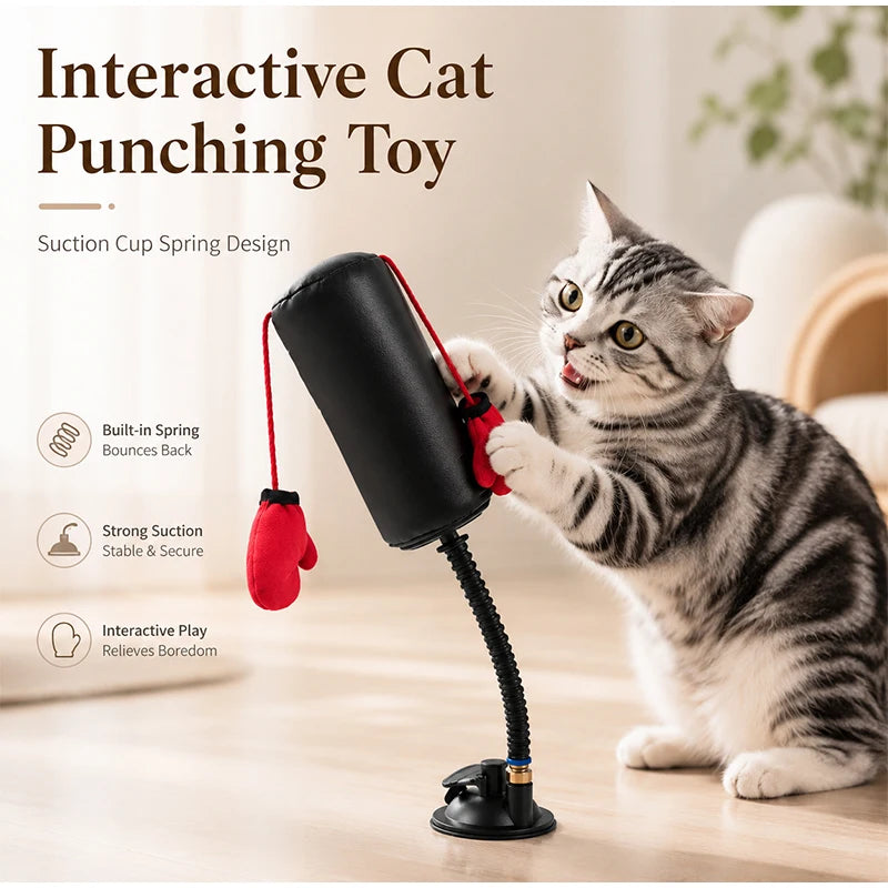 Cute Boxing Cat Toy Training Interactive Cats Relieve Boredom  Fists Tumbler Toys Relax Decompress Tease Cats Boxing Gloves