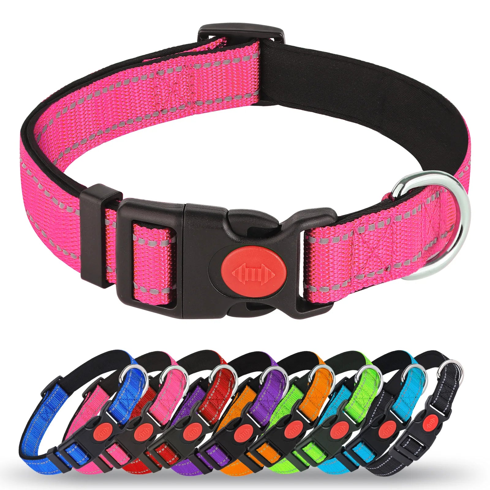 Adjustable Reflective Dog Collar Anti-Escape Safety Pet Neck Strap for Small Medium Dogs Soft Durable Night Walking Pet