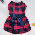 Cat and Dog Clothing, Large Plaid British Style Double-layer Bow Dress Suitable for Wearing Dog Clothing All Year Round, Pet Dog