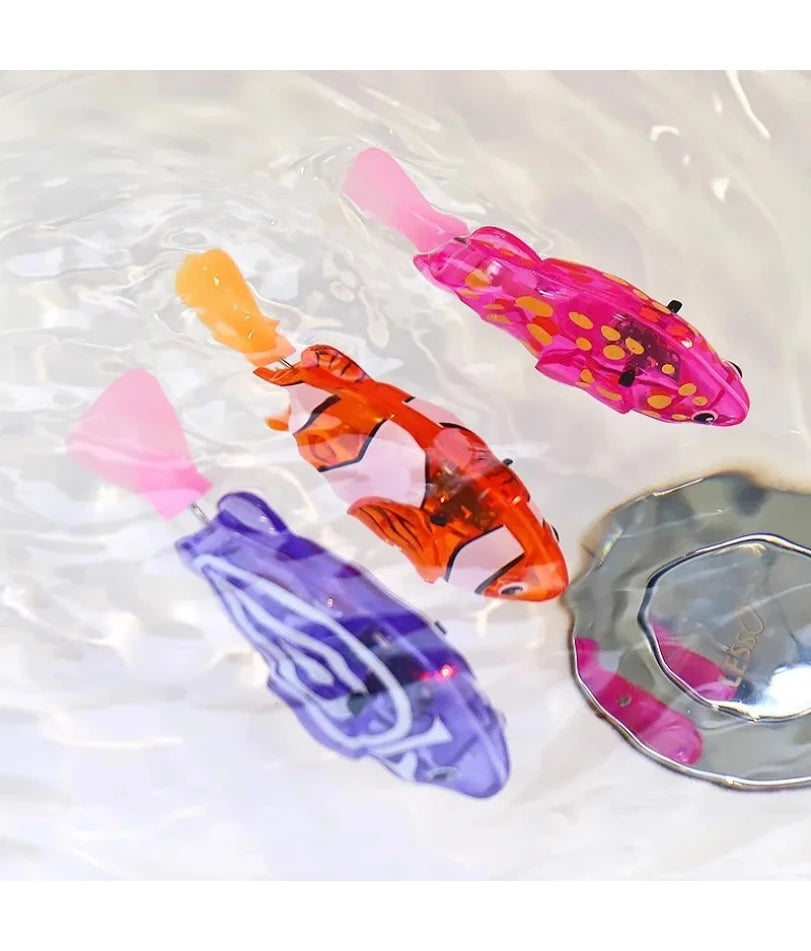 Cat Interactive Electric Fish Toy LED Light Swimming Robot Water Toy for Indoor Play Cats Dogs Pet Baby Bath Toys
