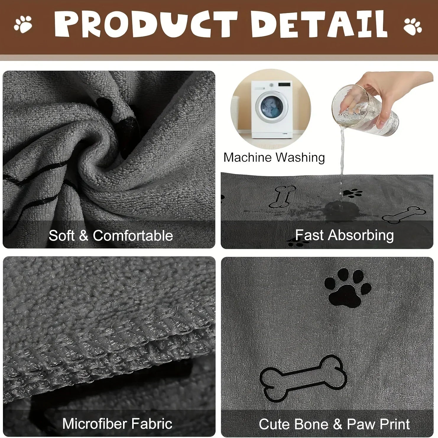 Quick-Drying Microfiber Dog Towel Absorbent Pet Bath Product Fiber Quick-drying Bath Towel Car Wiping Cloth Pet Supplies
