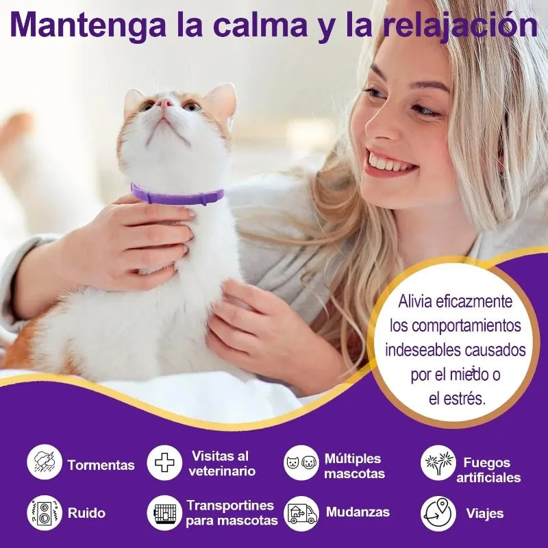 Cat Anxiety Relief Collar - 4 Pack Natural Calming Agent Odorant To Relieve Stress and Aggressive Behavior Adjustable Tightness