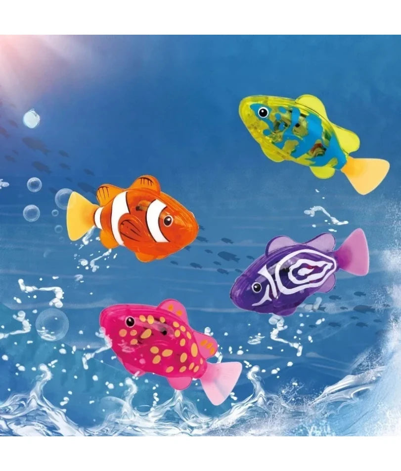 Cat Interactive Electric Fish Toy LED Light Swimming Robot Water Toy for Indoor Play Cats Dogs Pet Baby Bath Toys