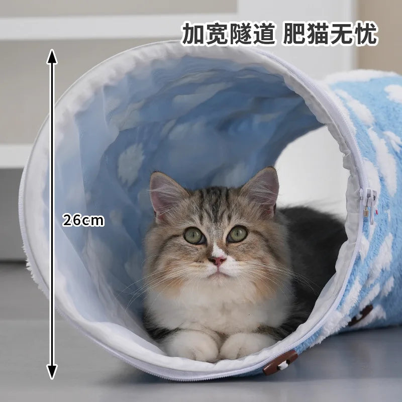 Cat Cave Donut Interactive Toys Washable With Ball Cat Tunnel Donut Kitten Bed For Kitten Puppy Small Dog Bunny Pet Enrichment