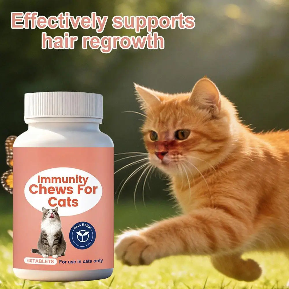 60 Tablets Cat Immunity Chewable Supplements For Skin Health Immune System Strengthening Adults Pet Nutritional Supplements