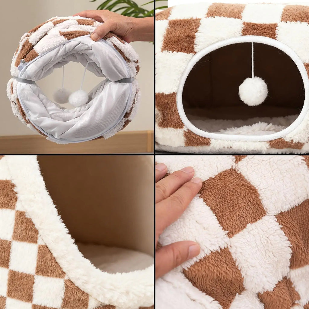 Cat Cave Donut Interactive Toys Washable With Ball Cat Tunnel Donut Kitten Bed For Kitten Puppy Small Dog Bunny Pet Enrichment