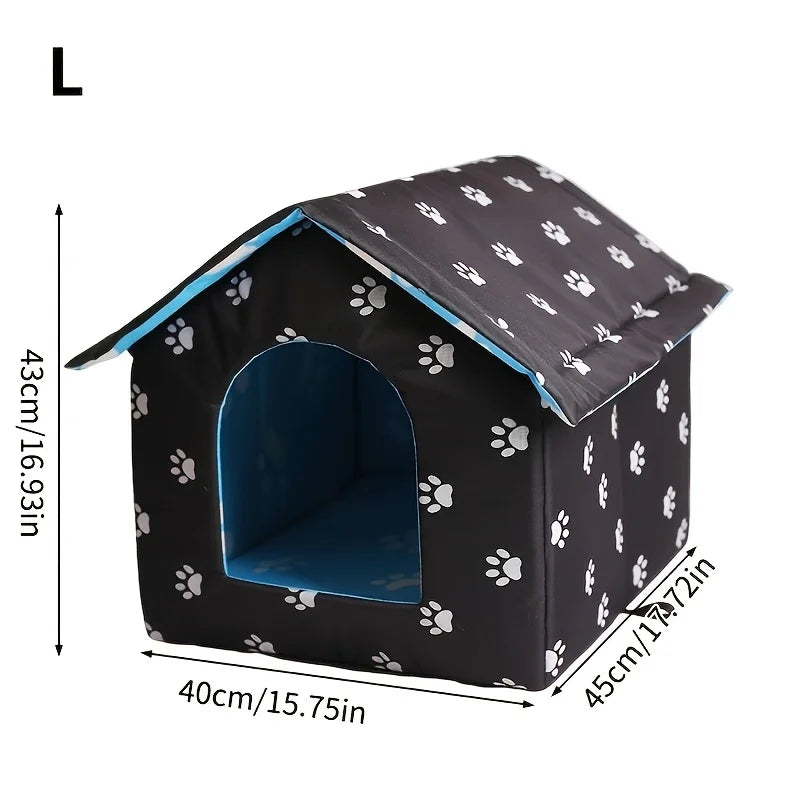 Cat House for Outdoor Winterproof Waterproof and Warm Foldable Pet Shelter for Cats with Removable Cushion for Stray Pets