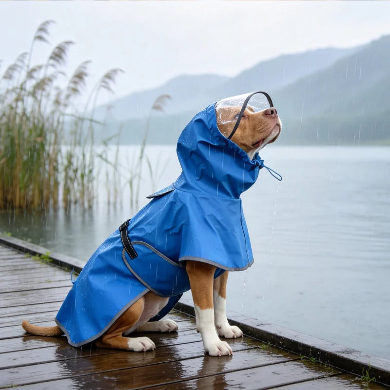 Dog Raincoat, Hooded Windproof and Waterproof Reflective Pet Raincoat, Suitable for Medium to Large Dogs, Waterproof Dog Clothin