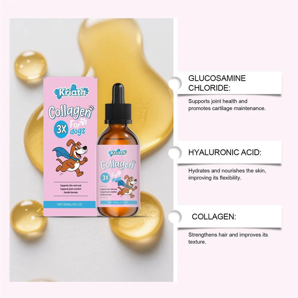 Dog Collagen Drops For Skin Coat Health Gentle Formulas, Easy Digestion Supports Joint & Gut Health Daily Well-Ness Routine