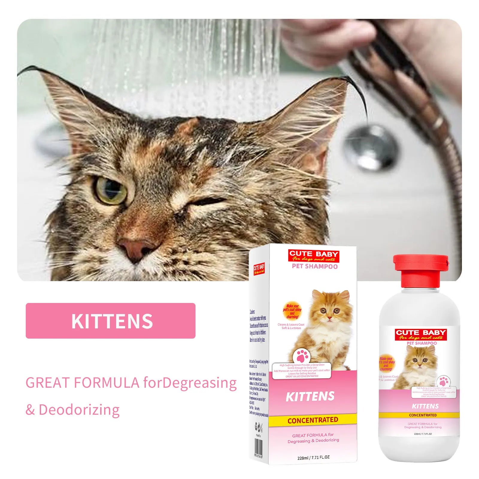 228ml PET Cleaning High Quality Safe Pet Dog Shampoo Body Wash Tender Skin Odor Removing Cleansing Petcleaning for Dogs Cats