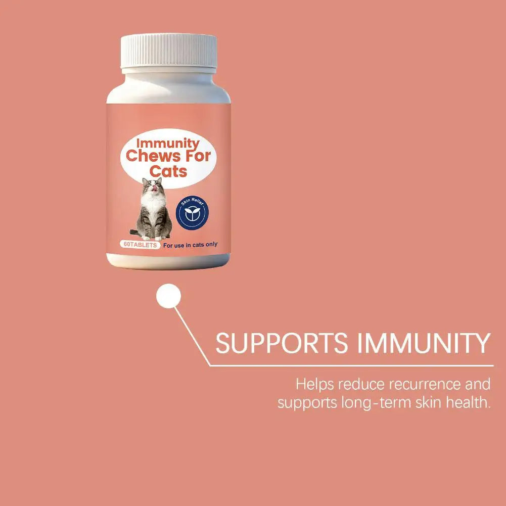 60 Tablets Cat Immunity Chewable Supplements For Skin Health Immune System Strengthening Adults Pet Nutritional Supplements