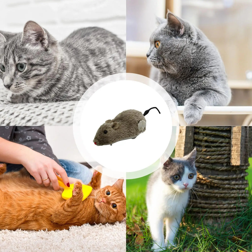 Cat Mice Toys Wind Up Mouse Cat Moving Plush Interactive clockwork Toys Chasing Quick Move Toys Interesting Supplies For Kitten