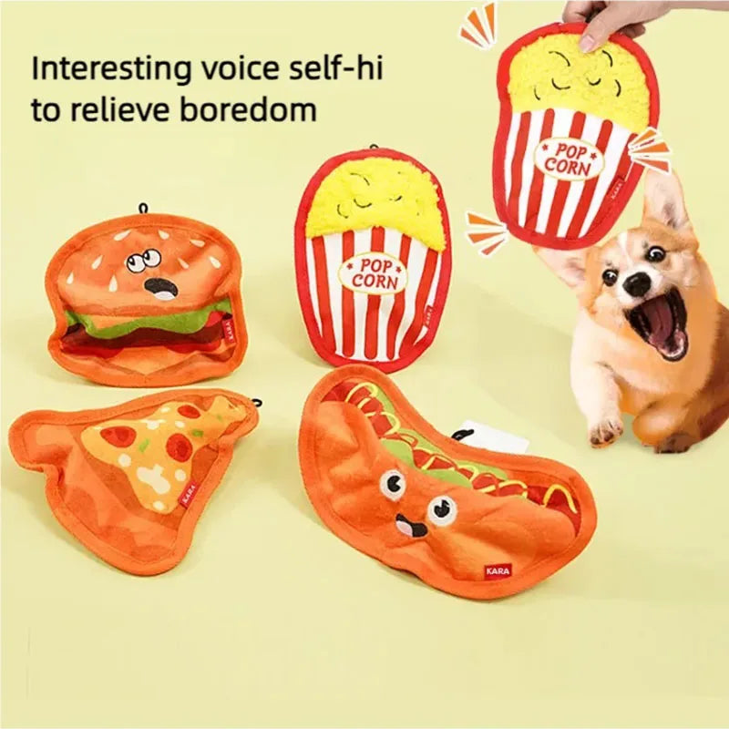Dog toys that are resistant to biting, grinding teeth, and can relieve boredom with sound simulation, such as hamburgers and fre